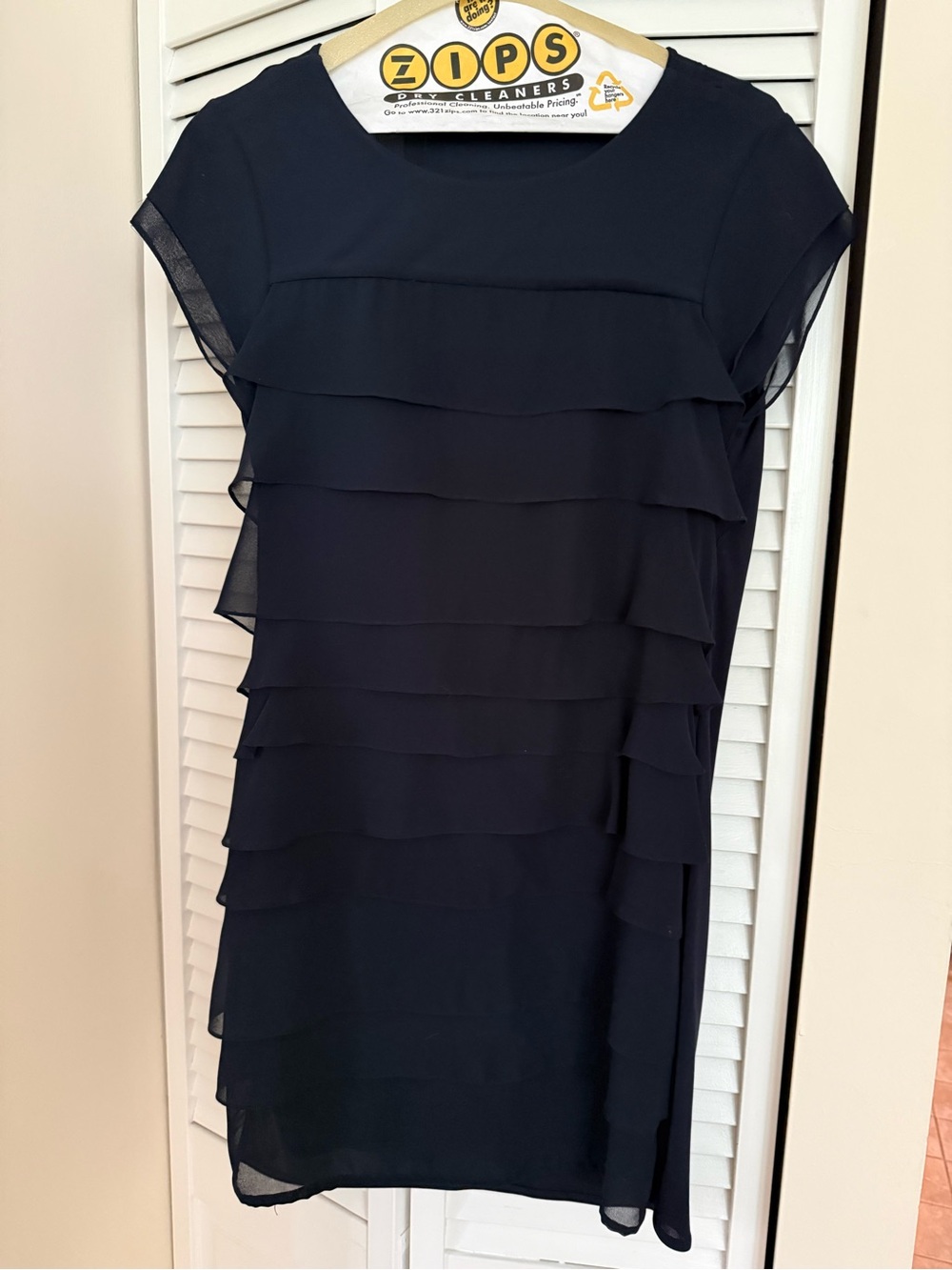 Massimo Dutti Navy Layered Ruffle Mini Dress